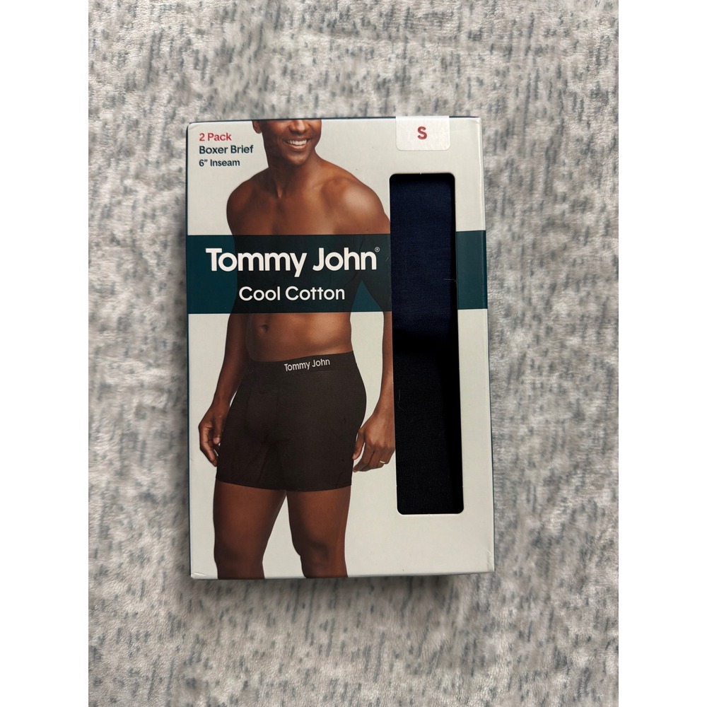 Tommy John Cool‎ Cotton Boxer Brief 6" Inseam 2 Pack Navy Blue Small